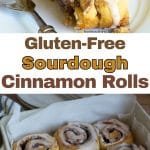 A Pinterest pin image of the gluten free sourdough cinnamon rolls.