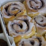 A Pinterest pin image of the sourdough cinnamon rolls.