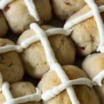 A Pinterest pin image of the hot cross buns.