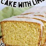 A Pinterest pin image of the baked cake.