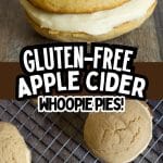 A Pinterest image of the gluten free apple cider whoopie pies.