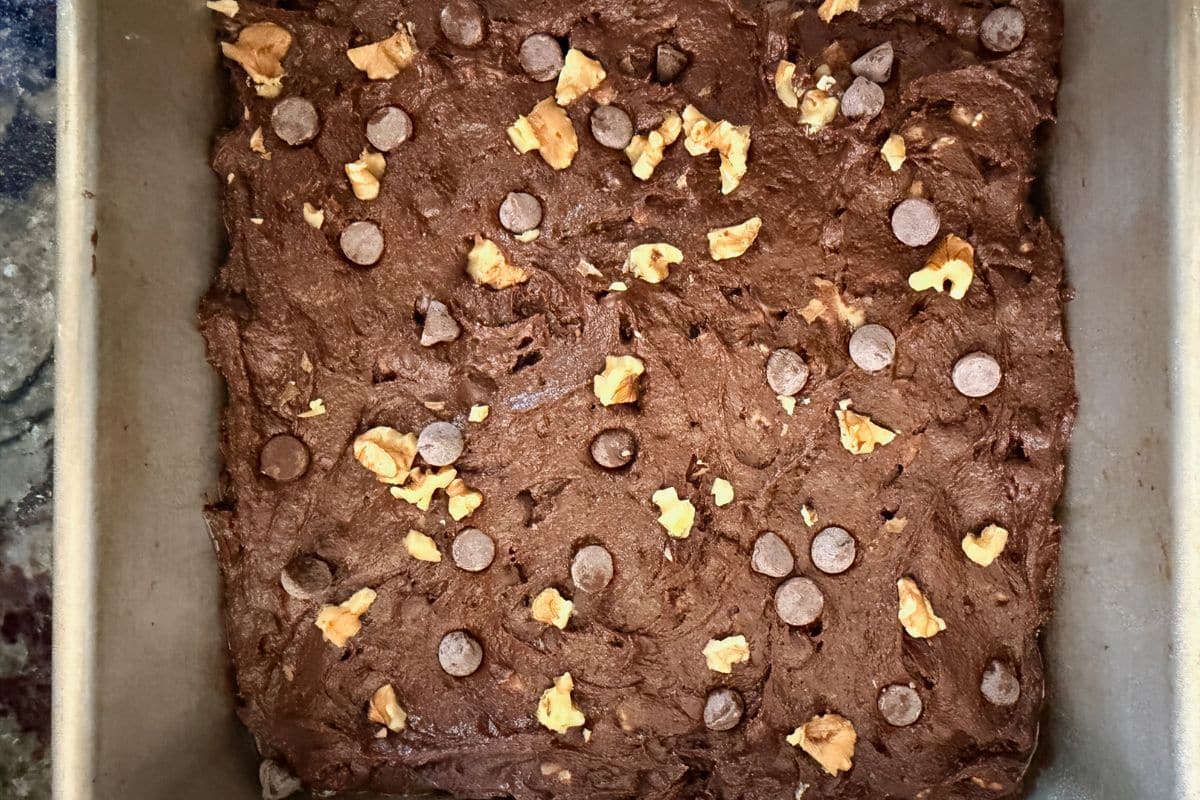 The cookie dough in the pan.