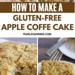 A Pinterest pin image of the gluten free apple coffee cake.