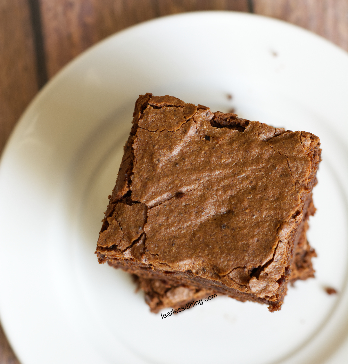The top view of the brownies so you can see the crackle top.