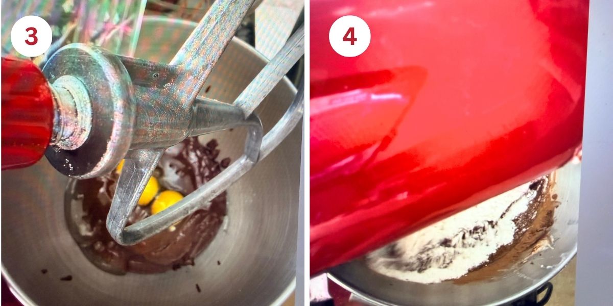 Photos mixing the ingredients in a stand mixer.