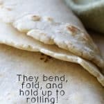 A Pinterest pin of the gluten free flour tortillas.