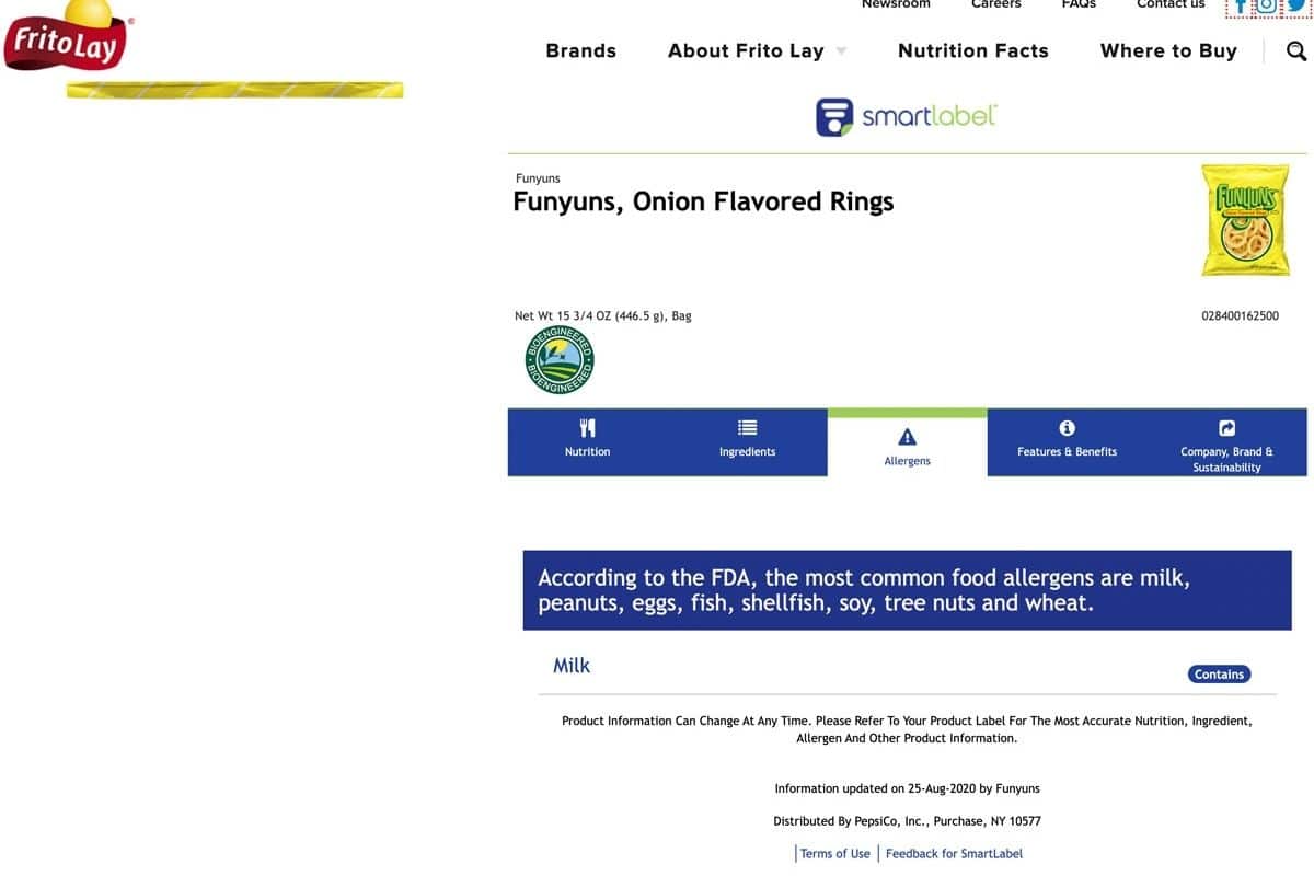 The funyuns allergen statement.