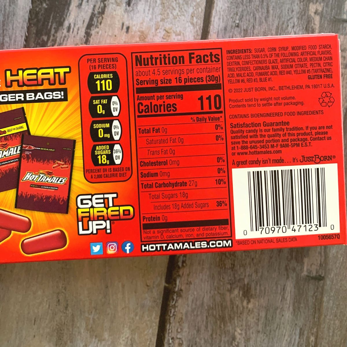 A photo of the back of the box showing the ingredients list.